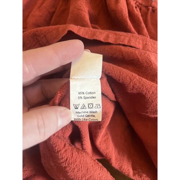 Girls Fall Dress Embroidered Faux Jumper Rust + Bl & Wh Sleeve, Cute Fit 4/5 - Picture 6 of 12